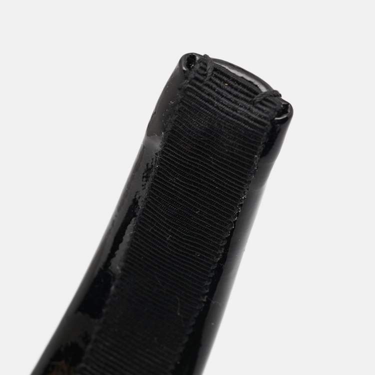 Pre Owned Miu Miu Black Patent Leather Logo Plaque Detail Headband 