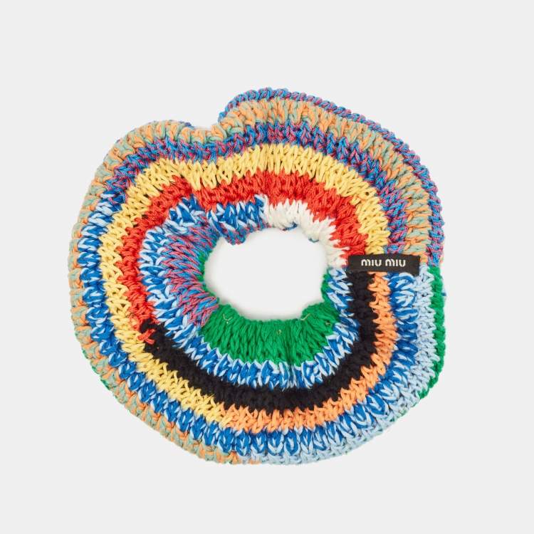 Pre Owned Miu Miu Multicolor Crochet Scrunchie 