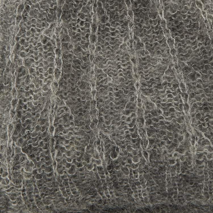 Pre Owned Miu Miu Grey Mohair Rib Knit Beanie M