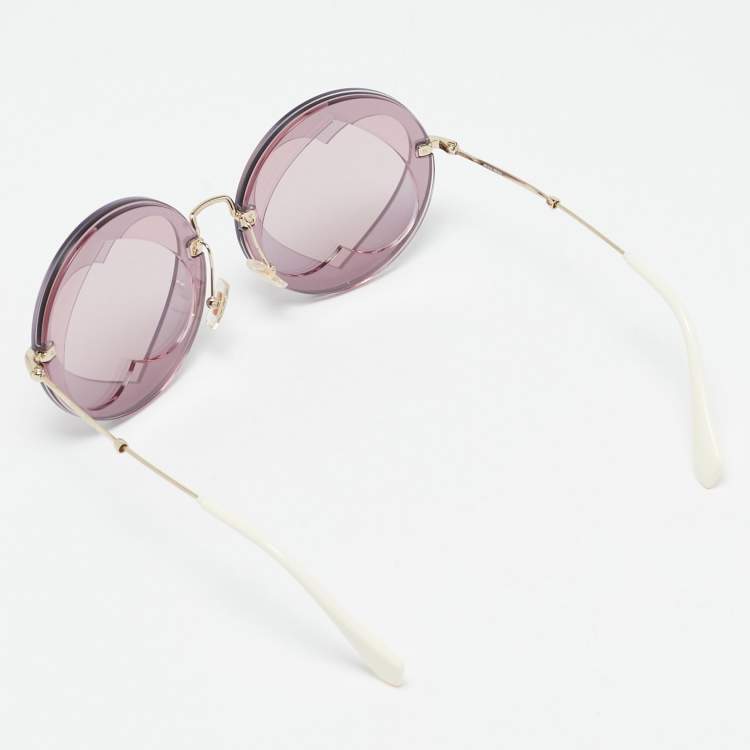 Pre Owned Miu Miu Purple/Pink SMU01S Cut Out Heart Round Sunglasses
