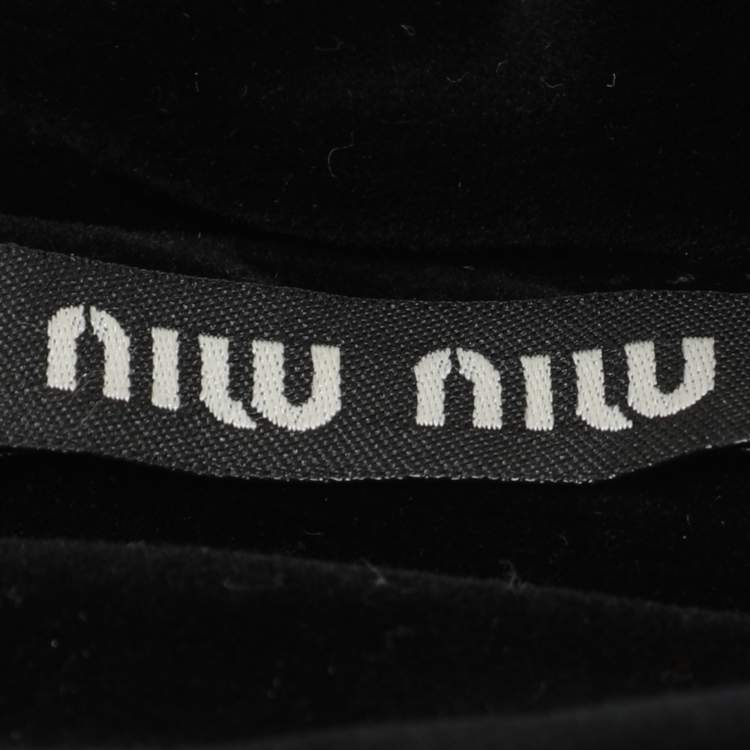 Pre Owned Miu Miu Black Crystal Embellished Velvet Rigid Headband
