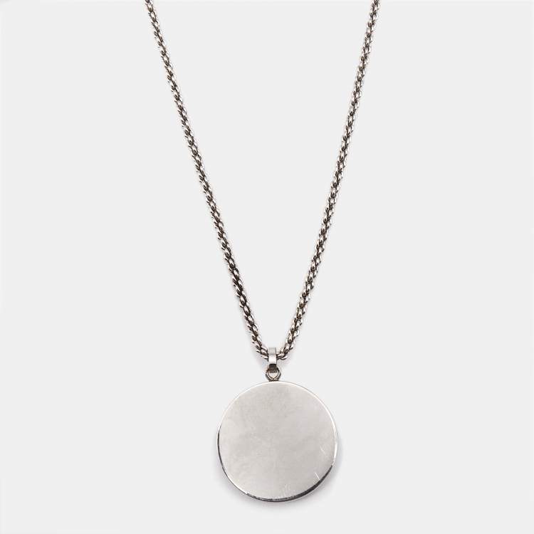 Pre Owned Miu Miu Crystals Two Tone Pendant Necklace