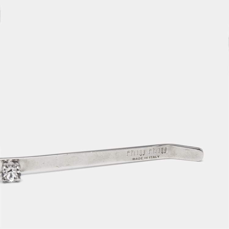 Pre Owned Miu Miu Crystals Silver Tone Headband