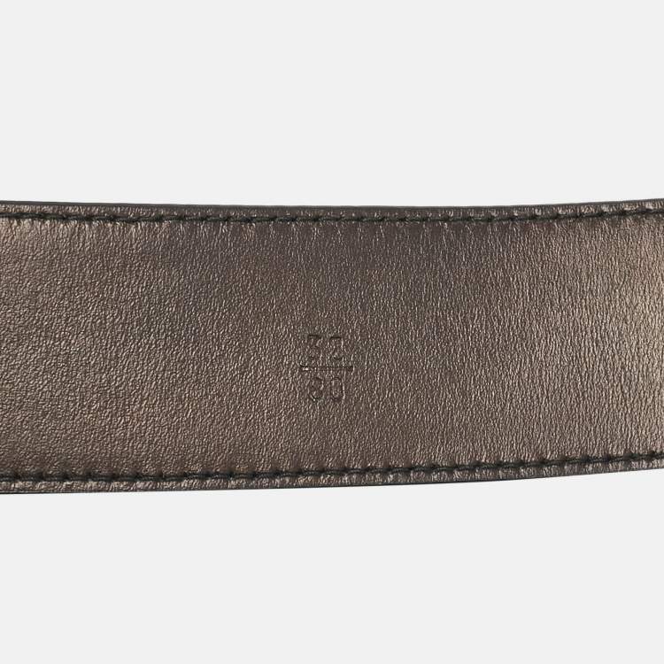 Pre Owned Miu Miu Black Leather Crystal Buckle Belt 80 CM