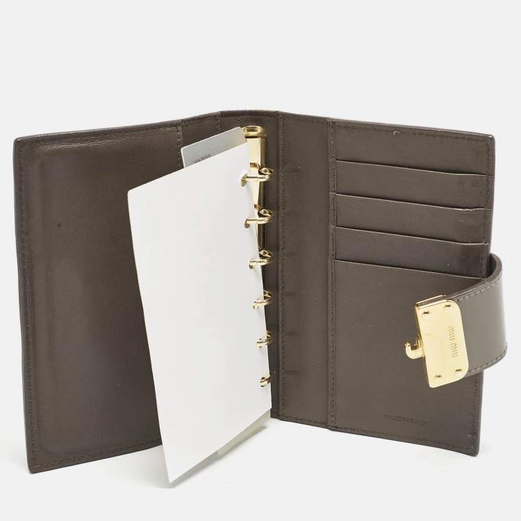 Pre Owned Miu Miu Grey Brushed Leather Agenda Cover