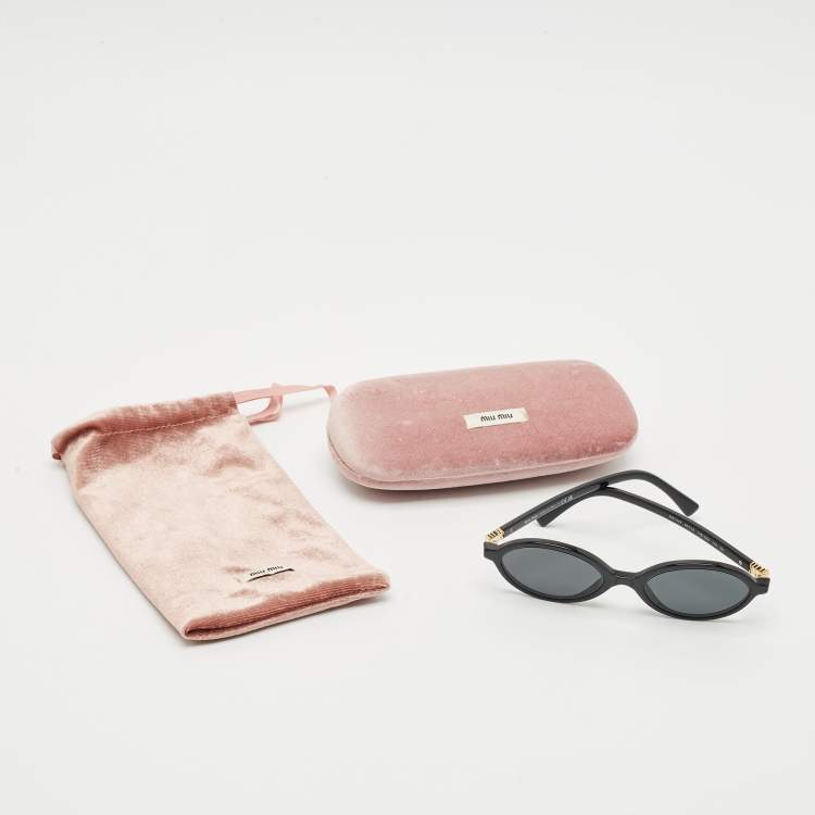 Pre Owned Miu Miu Black SMU 04Z Oval Sunglasses