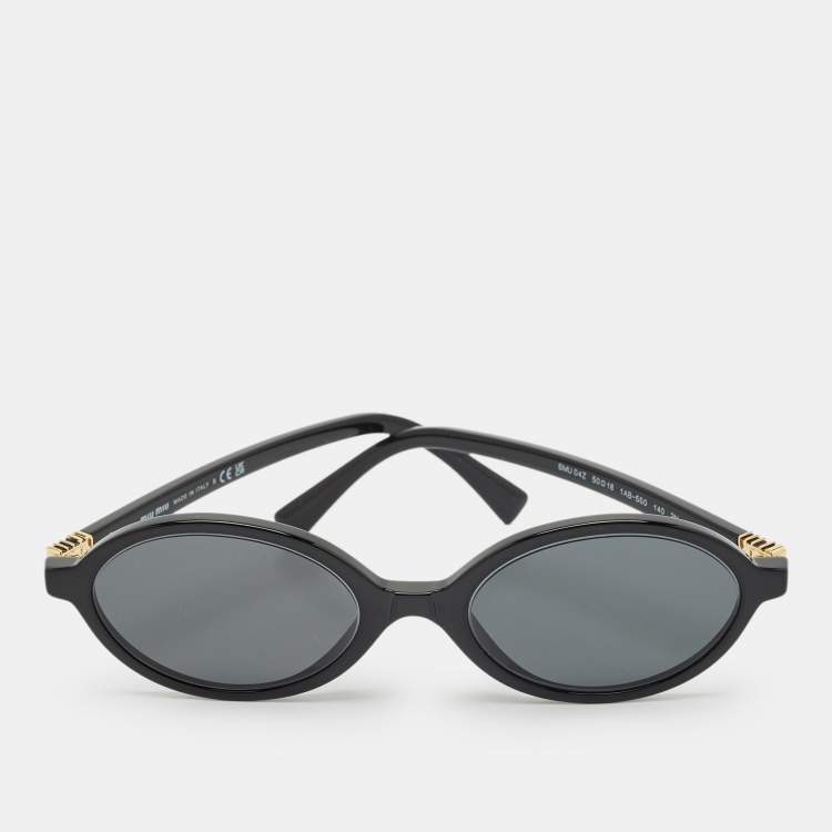 Pre Owned Miu Miu Black SMU 04Z Oval Sunglasses