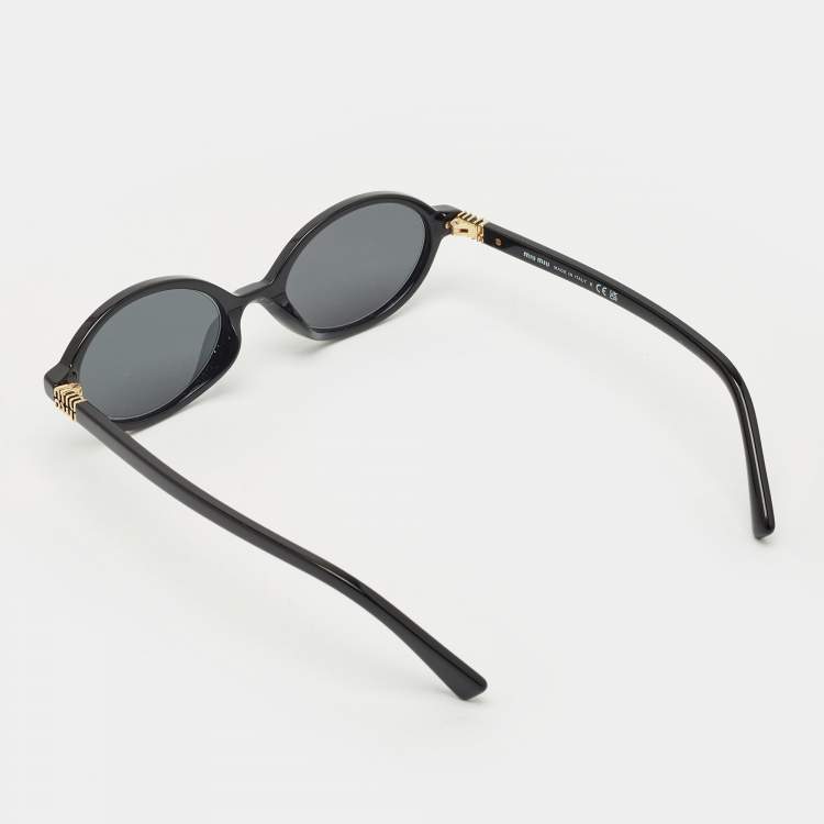 Pre Owned Miu Miu Black SMU 04Z Oval Sunglasses
