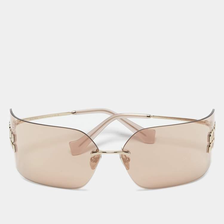 مملوكة مسبقًا Miu Miu Beige/Gold SMU 54Y Runaway Sunglasses