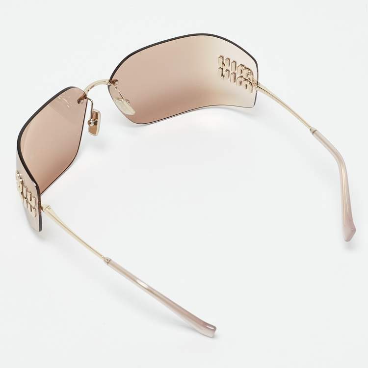مملوكة مسبقًا Miu Miu Beige/Gold SMU 54Y Runaway Sunglasses