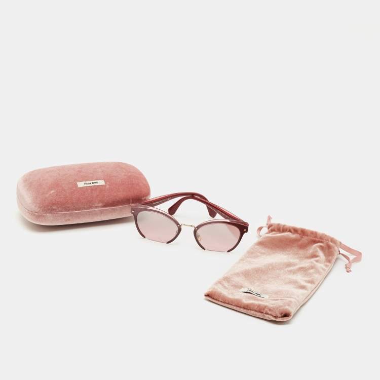 Pre Owned Miu Miu Burgundy Mirrored SMU 53T Cat Eye Sunglasses