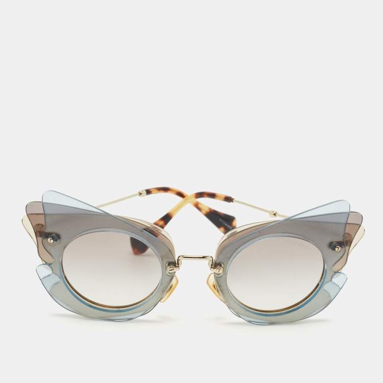 Pre Owned Miu Miu Grey/Brown SMU025 Frame Butterfly Sunglasses 