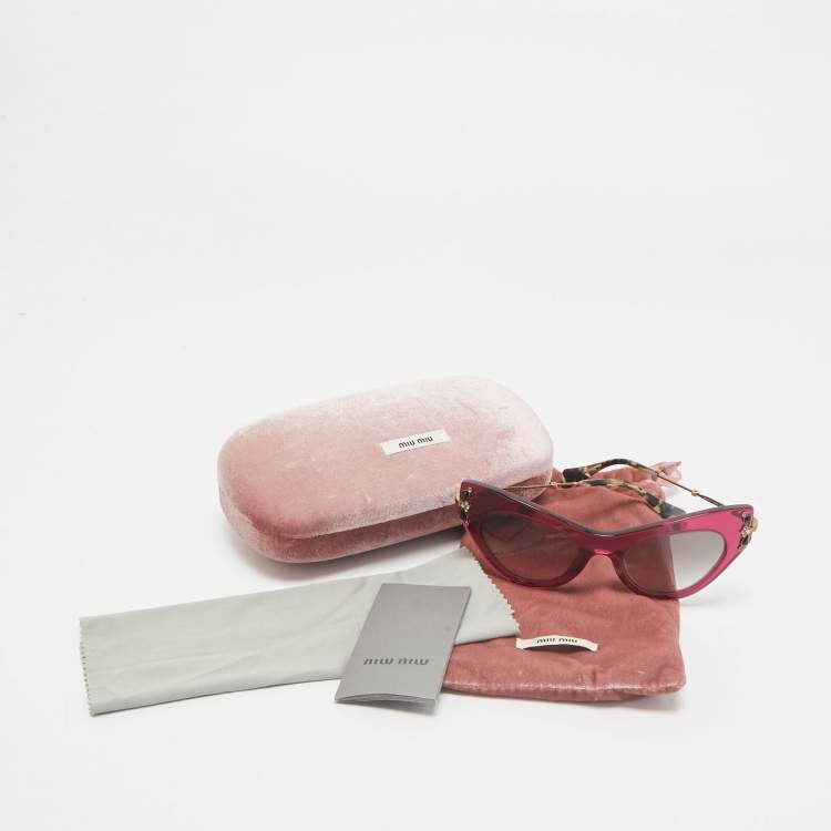 Pre Owned Miu Miu Pink/Black Gradient SMU04P Crystals Cat Eye Sunglasses