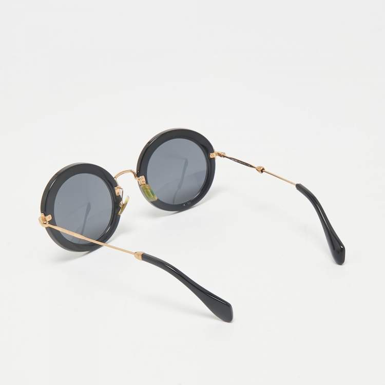 Pre Owned Miu Miu Black SMU13N Frame Round Sunglasses