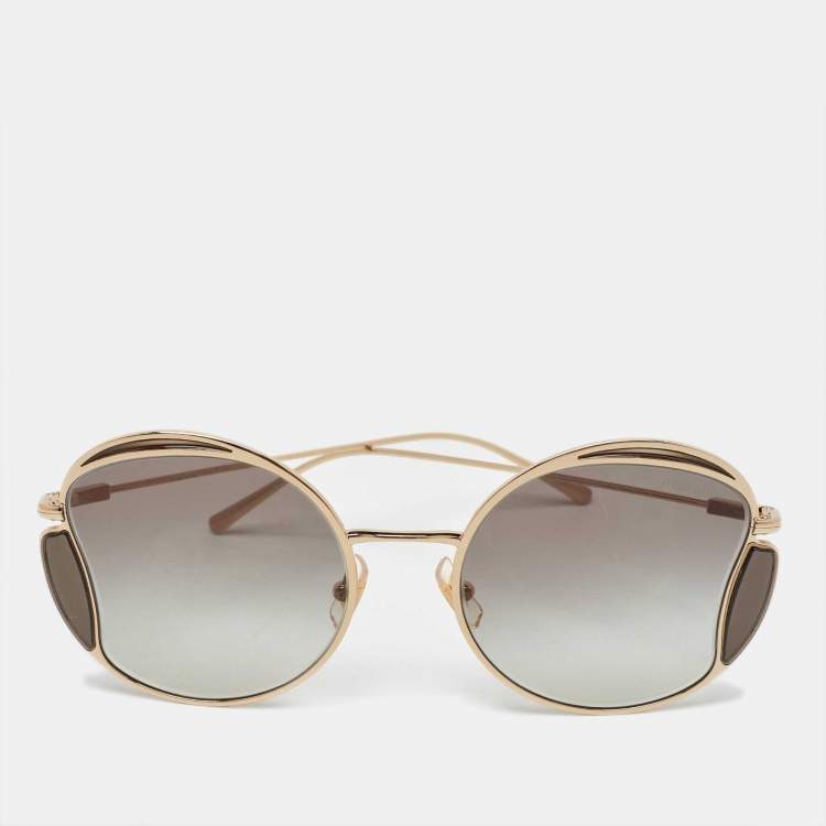 Pre Owned Miu Miu Grey/Gold Tone Gradient SMU 56X Butterfly Sunglasses