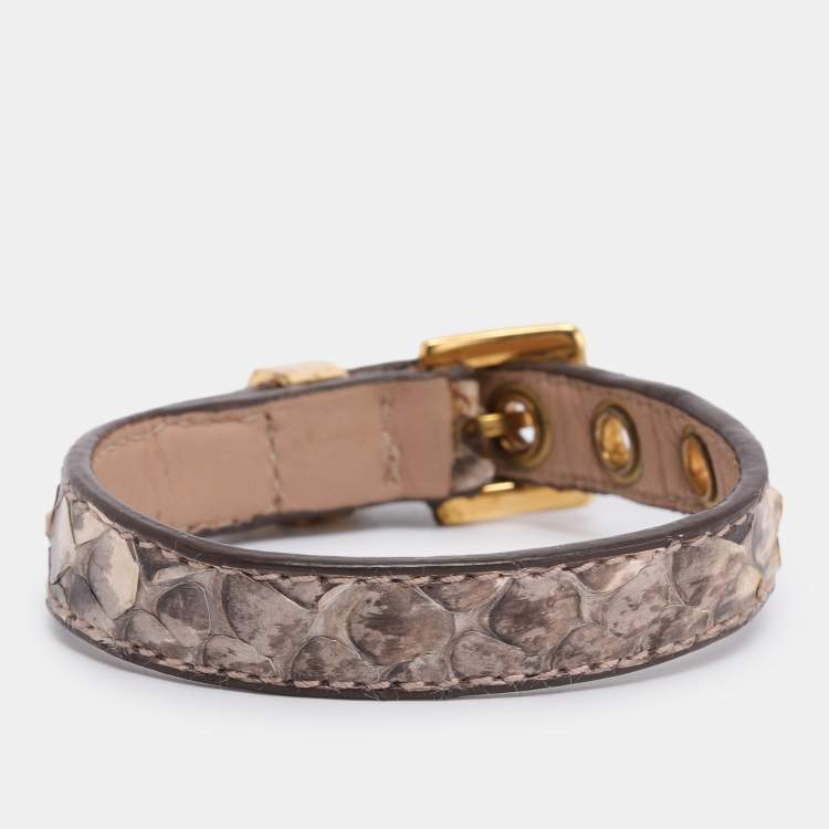 Pre Owned Miu Miu Beige Python and Leather St. Cocco Charm Bracelet