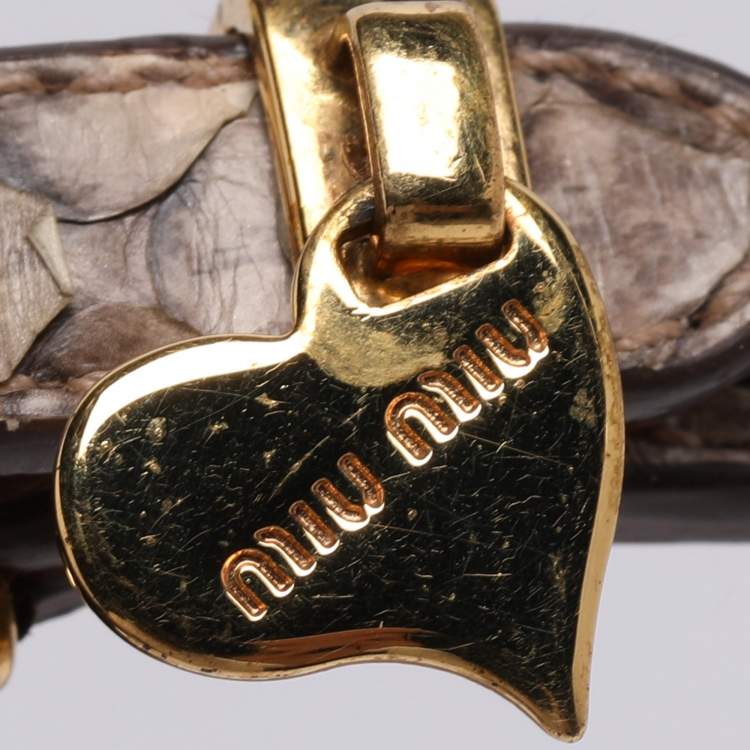 Pre Owned Miu Miu Beige Python and Leather St. Cocco Charm Bracelet