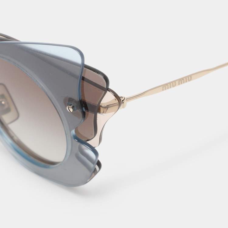 Pre Owned Miu Miu Grey Gradient Layered SMU02S Butterfly Sunglasses