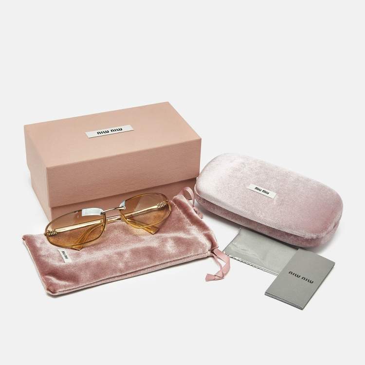 Pre Owned Miu Miu Yellow SMU A50 Runway Oval Sunglasses