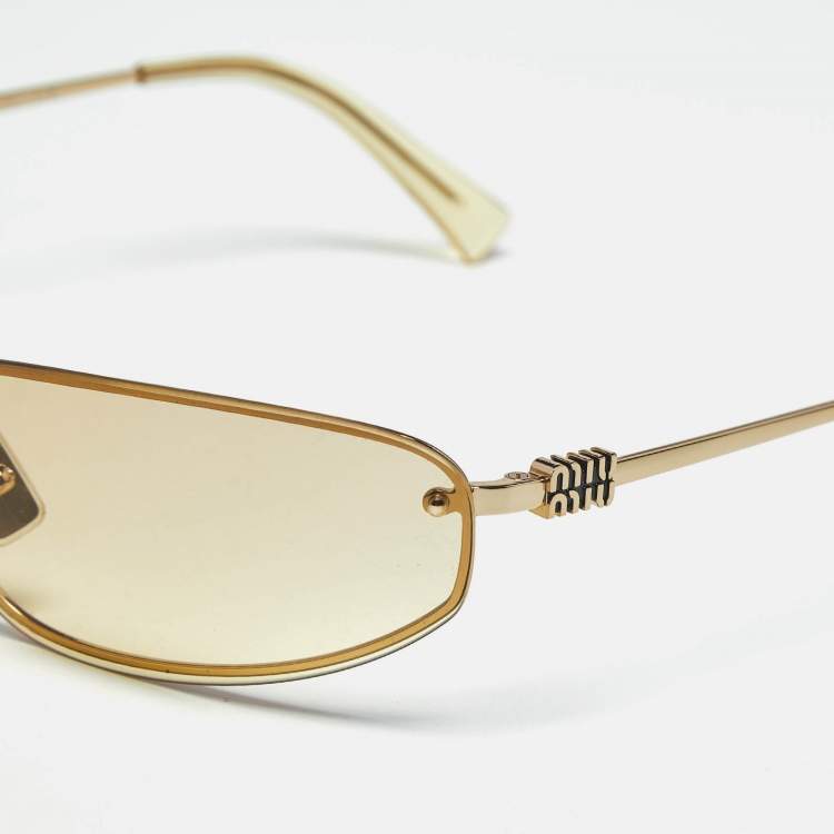 Pre Owned Miu Miu Yellow SMU A50 Runway Oval Sunglasses