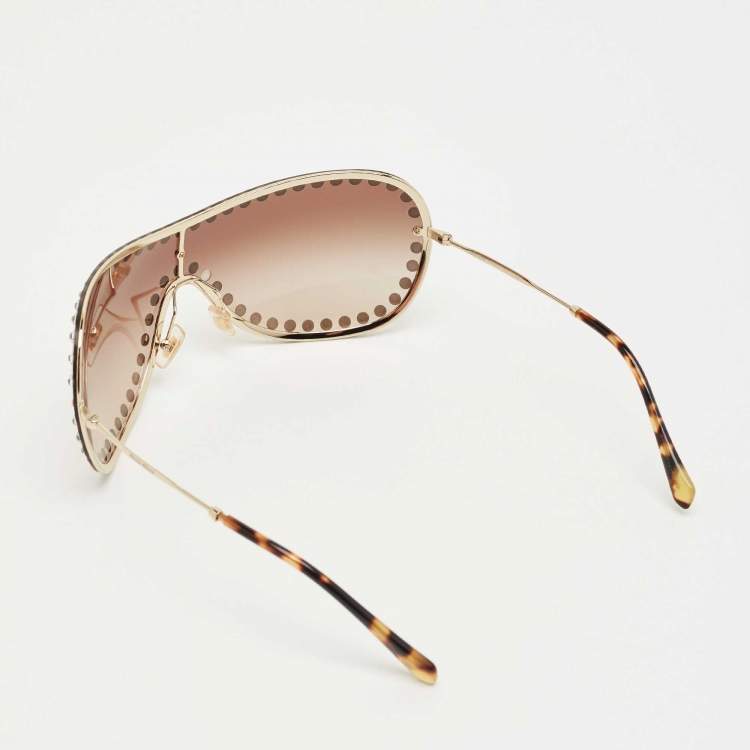 Pre Owned Miu Miu Brown Gradient SMU 51V Crystal Shield Sunglasses