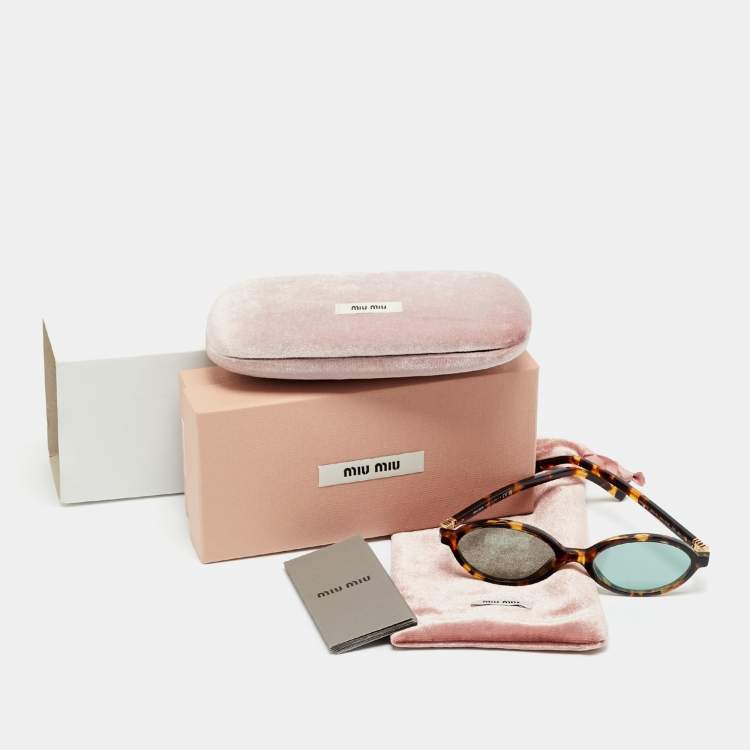 Pre Owned نظارة شمسية ميو ميو SMU04Z بنية سلحفاة ريجارد بيضاوية