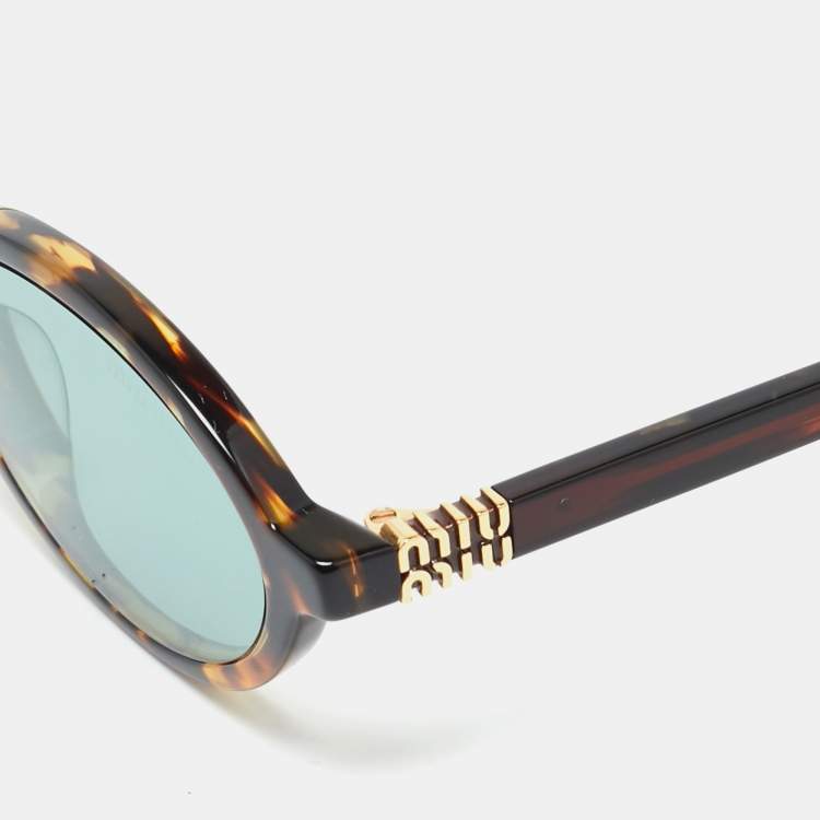 Pre Owned نظارة شمسية ميو ميو SMU04Z بنية سلحفاة ريجارد بيضاوية