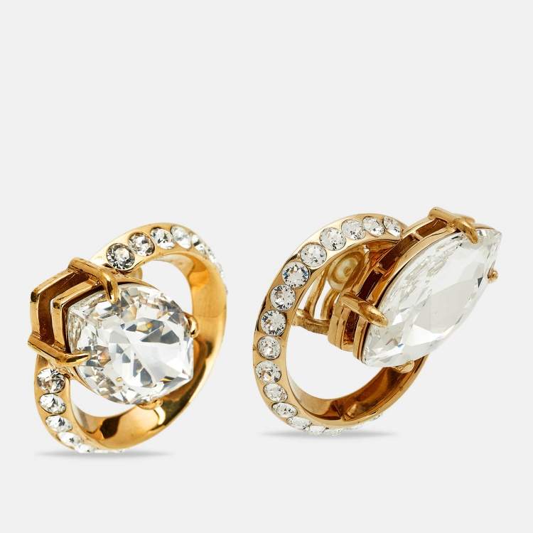 Pre Owned Miu Miu Crystals Gold Tone Earrings