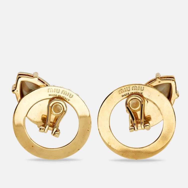 Pre Owned Miu Miu Crystals Gold Tone Earrings