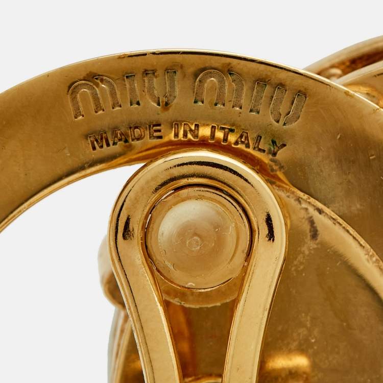 Pre Owned Miu Miu Crystals Gold Tone Earrings