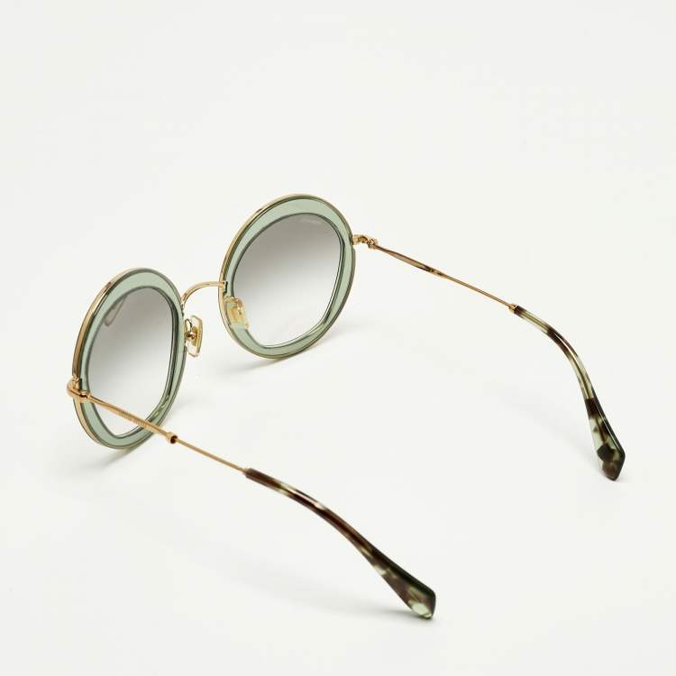 Pre Owned Miu Miu Green/Grey Gradient SMU 50Q Round Sunglasses