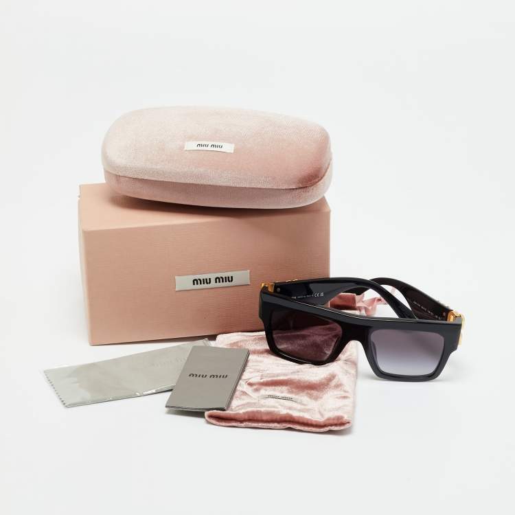 مملوكة مسبقًا Miu Miu Black Gradient SMU 10W Glimpse Square Sunglasses