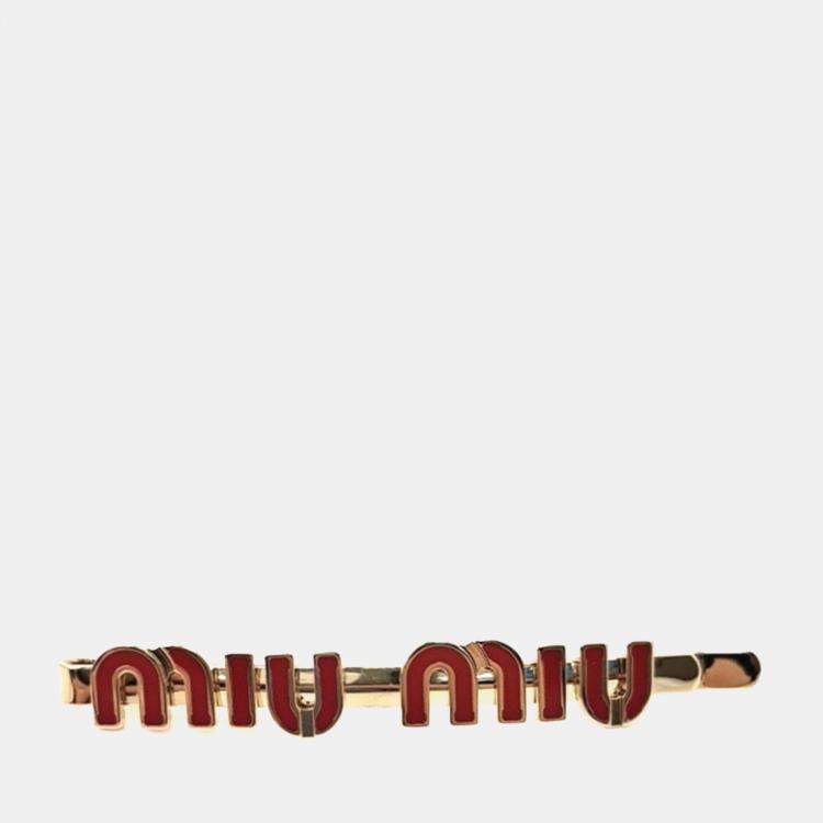 Pre Owned Miu Miu Gold/Red Hairpin
