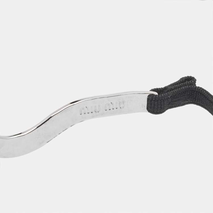 Pre Owned Miu Miu Red Crystals Silver Tone Head Band