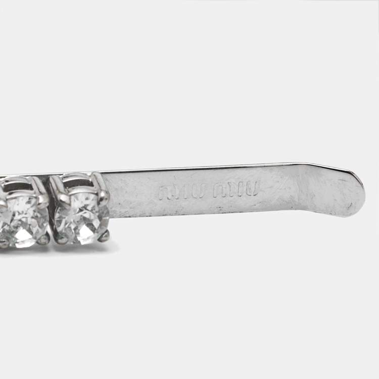 Pre Owned Miu Miu Resin Crystals Silver Tone Head Band