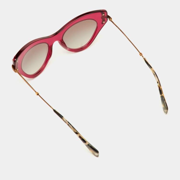 Pre Owned Miu Miu Magenta/Black Gradient Embellished Cat-eye Sunglasses