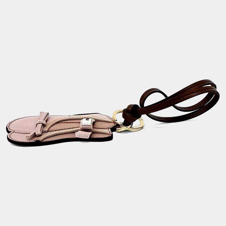 Pre Owned Miu Miu Brown/Pink Leather Keychain