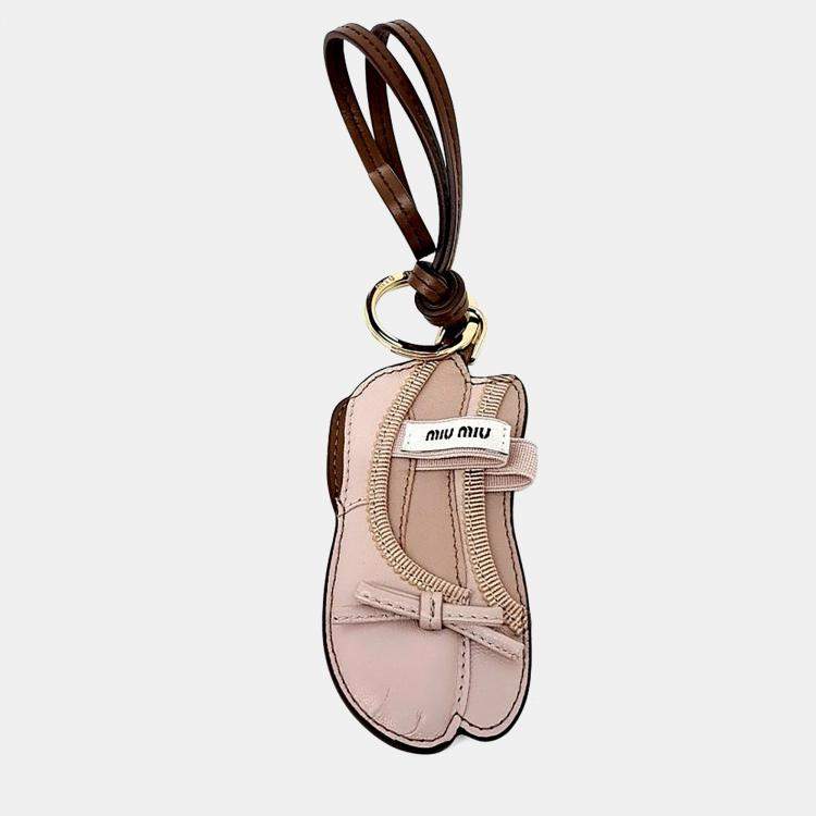 Pre Owned Miu Miu Brown/Pink Leather Keychain