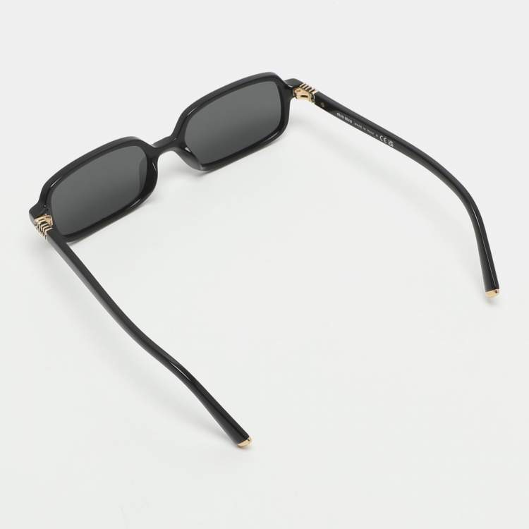 Pre Owned Miu Miu Black Acetate 16K-5S0 Rectangular Sunglasses