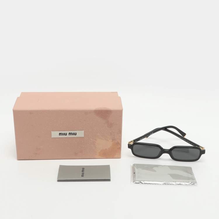 Pre Owned Miu Miu Black Acetate 16K-5S0 Rectangular Sunglasses