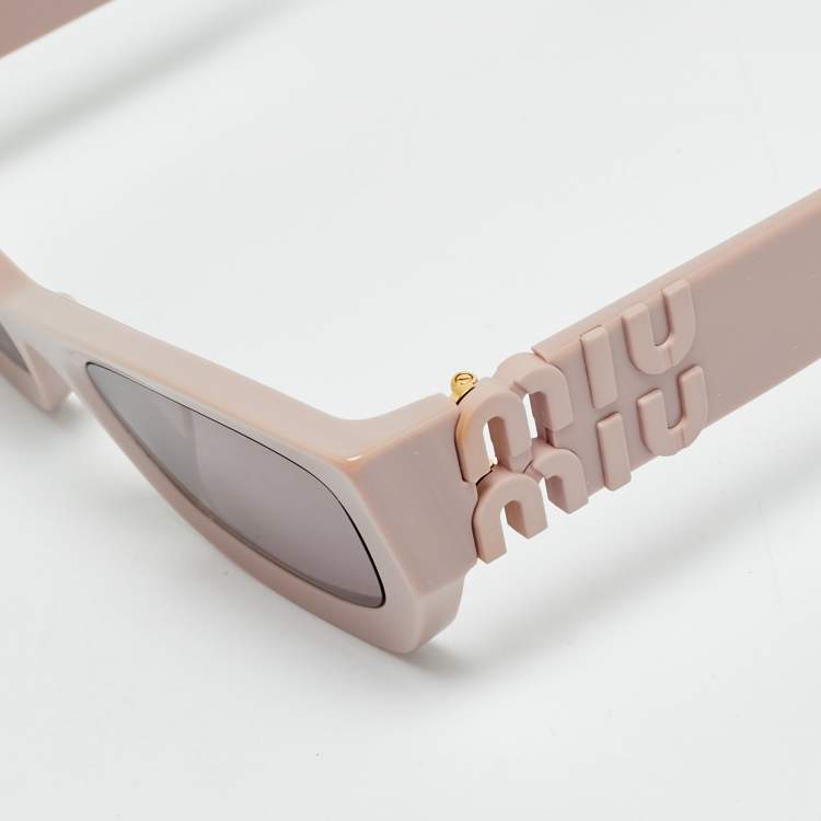 Pre Owned Miu Miu Old Rose SMU 09W Logo Frame Cat Eye Sunglasses