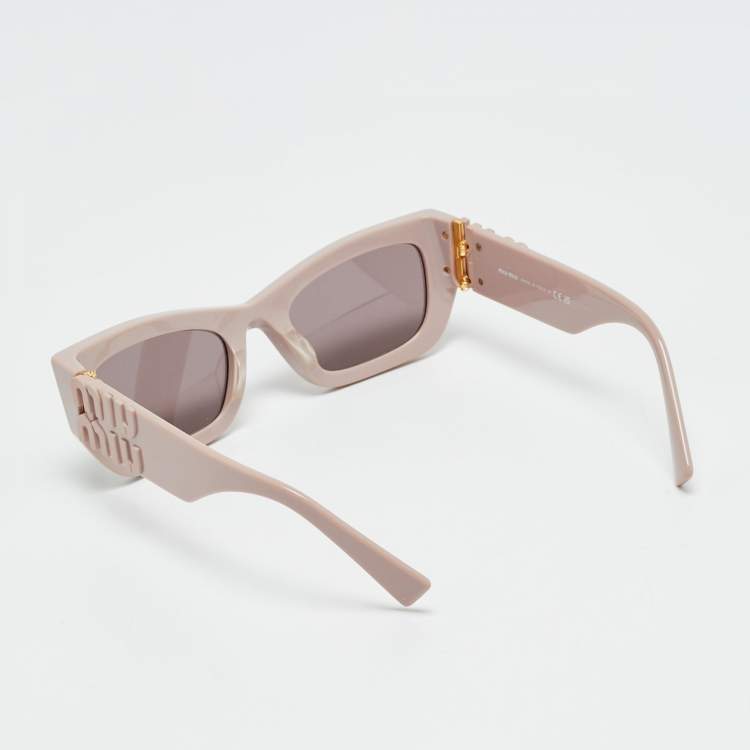 Pre Owned Miu Miu Old Rose SMU 09W Logo Frame Cat Eye Sunglasses