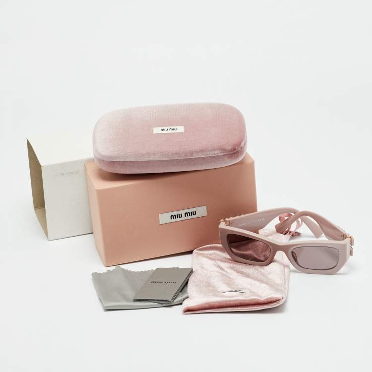 Pre Owned Miu Miu Old Rose SMU 09W Logo Frame Cat Eye Sunglasses