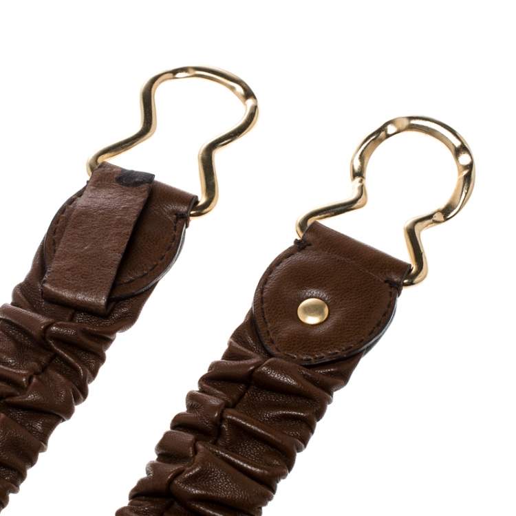 Pre Owned Miu Miu Brown Matelassé Leather Stretchable Belt 75 CM