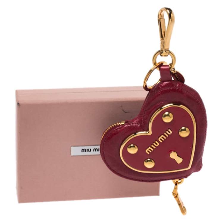 Pre Owned Miu Miu Red Leather Heart Coin Purse