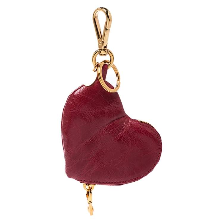 Pre Owned Miu Miu Red Leather Heart Coin Purse