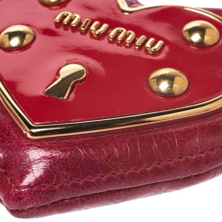 Pre Owned Miu Miu Red Leather Heart Coin Purse