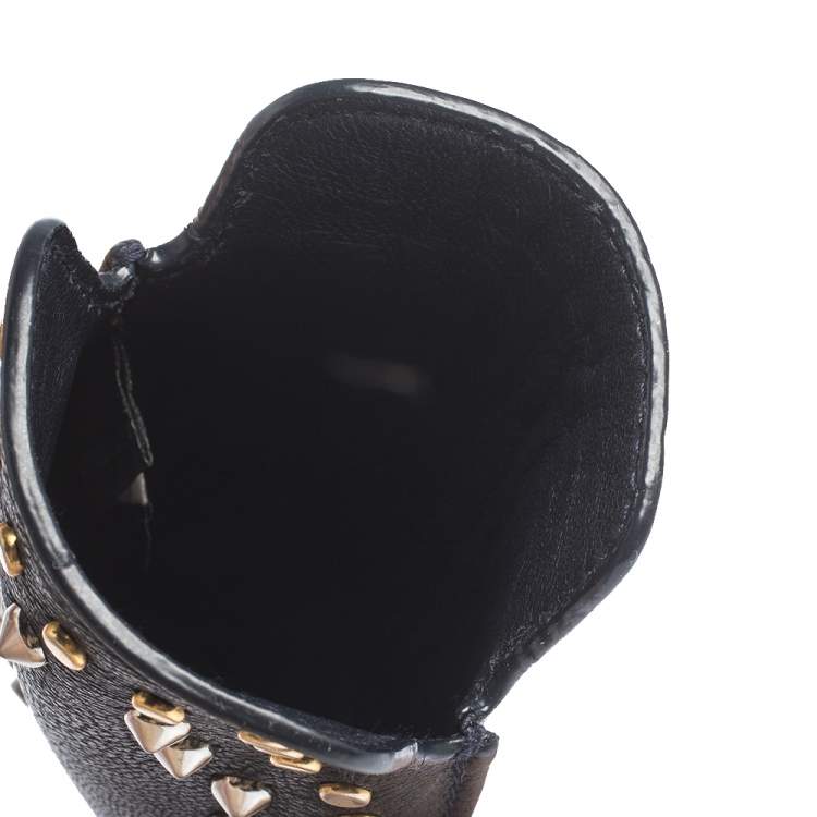 Pre Owned Miu Miu Navy Blue Leather Studded iPhone Case