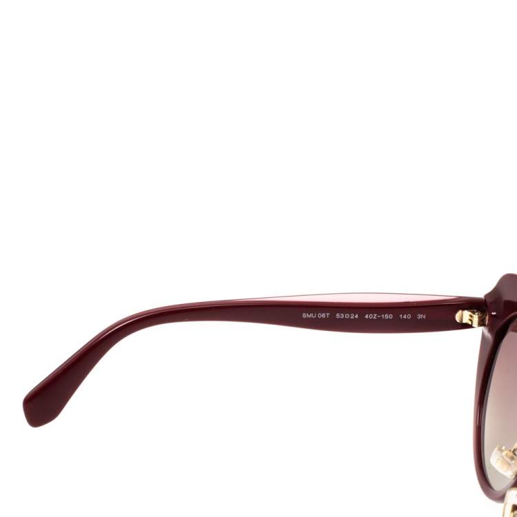 Pre Owned Miu Miu Burgundy Gradient SMU 06T Cateye  Sunglasses