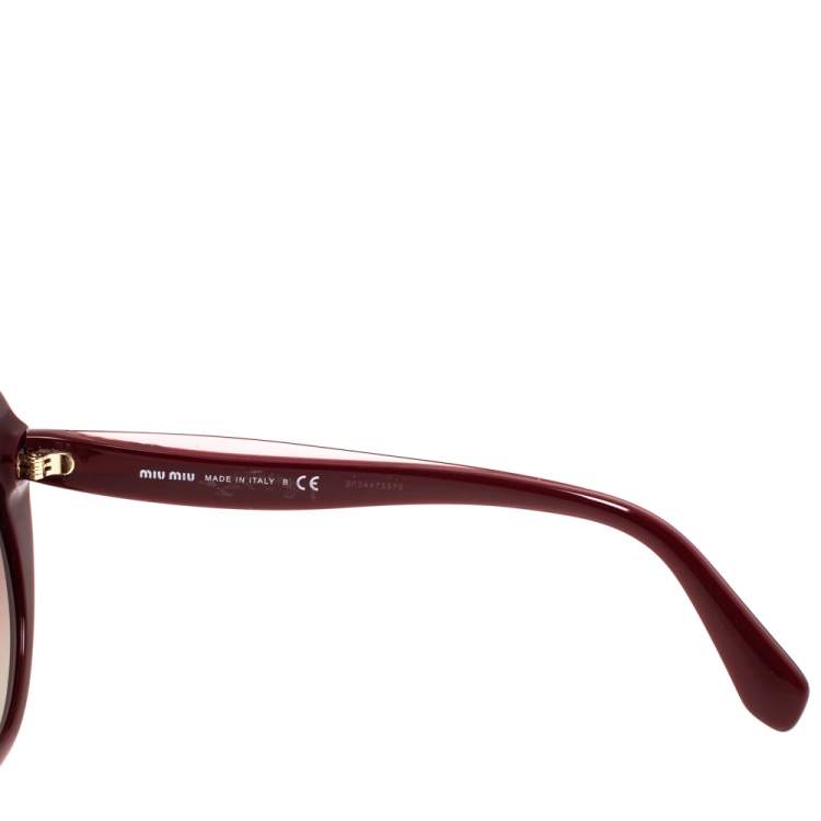 Pre Owned Miu Miu Burgundy Gradient SMU 06T Cateye  Sunglasses